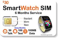 SpeedTalk Mobile Smart Watch SIM Card - Compatible with 2G 3G 4G LTE GSM Smartwatches and Wearables - 6 Months Service