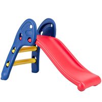HONEY JOY Folding Slide, Indoor First Slide Plastic Play Slide Climber for Kids (Round Rail)