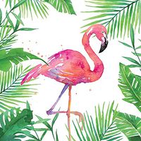 Paperproducts Design PPD 1332707 Tropical Flamingo Lunch Paper Napkins, 6.5" x 6.5", Multicolor