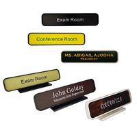 Personalized Architectural Name Plates, Office Nameplates with Wall or Desk Plastic Frame Holder, Customize Office Deskbar Nameplate or Door Signs (2"x8")