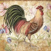 Celebrate the Home Vintage Farm 3-Ply Paper Luncheon Napkins, Proud Rooster, 20-Count
