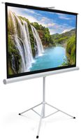 Displays2go 63 x 36 Inch Projector Screen with Height Adjustable Tripod Stand - Black (PRSTRI72)