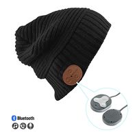 VZ SPORT MATE Bluetooth Hat Beanie Wireless Headphone Cap Rechargeable Bluetooth V5.0 Knit Beanie for Sports Wireless Musical Headset Bluetooth Cap Hands-Free_Black