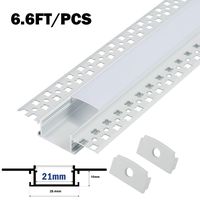 5-Pack 6.6FT/2 Meter Plaster-in Recessed Slim LED Aluminum Channel with Flange for LED Strip, Aluminium LED Profile with Clip-in Diffuser and End Caps