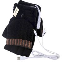 Offeree USB Heated Gloves Mitten for Women Men full and half hands warm laptop gloves with double-sided heating for indoor or outdoor winter usb powered knitting hands warmer (Black)