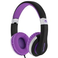 RockPapa I22 Foldable Adjustable On Ear Headphones with Microphone for Kids/Adults iPhone iPad iPod Tablets MP3/4 DVD Computer Black/Purple
