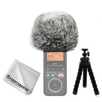 First2savvv Outdoor Portable Digital Recorders Furry Microphone Mic Windscreen Wind Muff for Tascam DR-07 DR07 + mini tripod + Suede cleaning cloth TM-DM-DR07-H01TZ3