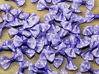 Minerva Crafts Polka Dot Print Grosgrain Ribbon Bows Lilac - each