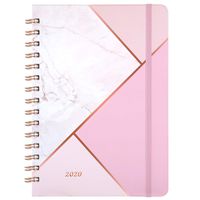 Planner 2020 - Weekly & Monthly Planner with Tabs, 6.3" x 8.4", Hardcover with Back Pocket + Thick Paper + Banded, Twin-Wire Binding - Pink Marble