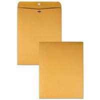 Quality Park 12" x 15-1/2" Clasp Envelopes, Brown Kraft, Gummed Flap, 100/Box (QUA37810)