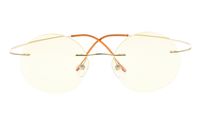 Rimless Anti Blue Ray Titanium Round Computer Glasses Women Men Reading Eyeglass(Gold) +2.5