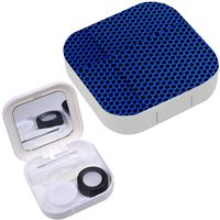 Portable Contact Lens Case Box Travel Kit Mirror + Bottle + Tweezers Container Holder [ Blue Dots ]