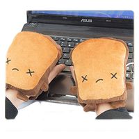 Cute USB Gloves Heated Fingerless Gloves Toast Hand Warmers Winter Plush USB Powered Heating Gloves Mittens for Typing Playing Computer, Christmas Gift for Children Women (Crying Expression)