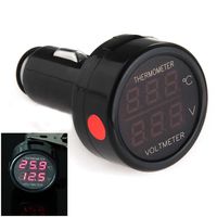 Led Car Cigarette Lighter Digital Voltmeter Thermometer Digital Panel 12V/24V 2 In 1 Green Led Usb Digital Monitor