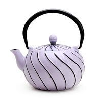 Tea Kettle, TOPTIER Japanese Cast Iron Teapot with Infuser, Stovetop Safe Cast Iron Tea Kettle, Wave Design Cast Iron Teakettle Coated with Enameled Interior for 22 oz (650 ml), Purple