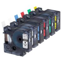 GREENCYCLE Replacement Label Tape Compatible for Dymo 45010 45013 45016 45017 45018 45019 D1 Black Letters 12mm LabelManager 450D Label Maker Pack of 6