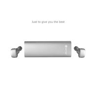 Bluetooth Headphones Gorogr D01 Mini Invisible Twins Bluetooth Headsets Noise Canceling Wireless Headphone Stereo in-Ear Earphone with Mic Portable Charger (Silver)