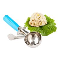 #16 (2.75 oz) Disher, Scoop, Food Scoop, Ice Cream Scoop, Portion Control - Blue Handle, Stainless Steel, Met Lux - 1ct Box - Restaurantware