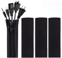 Cable Management Sleeve for Computers, Wire Organizer for TV Home Entertainment, Zipper Cord Wrap Keeper Neoprene Sleeve, 20 inch, 4 Pack