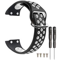 Veczom Forerunner 35 Band, Soft Silicone Replacement Watch Strap Compatible with Garmin Forerunner 35 Smartwatch Bands (Black White)