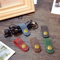 Luchuan 5pcs Earphone Winder Leather Cable Straps,Genuine Leather Cord Organizer,USB Cable Ties (style 4)