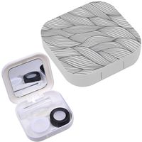 Portable Contact Lens Case Box Travel Kit Mirror + Bottle + Tweezers Container Holder [ Waves ]
