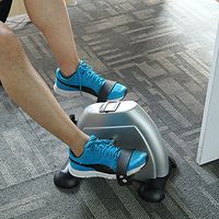 Mini Exercise Bike Arm and Leg Exerciser with Digital LCD Monitor Under Desk Bike Pedal Exerciser Portable Foot Cycle (Silver)