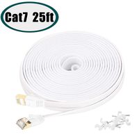 Cat 7 Ethernet Cable 25 ft, Network Cable for Xbox PS4, High Speed Internet Cord with Clips&Rj45 Snagless Connector Fast Computer Flat LAN Wire for Gaming, Switch, Modem, Router, Coupler, White