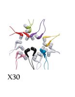 JustJamz Kidz Jelly Roll Colorful in-Ear Headphones 3.5mm Stereo Bulk Earbuds for Classroom School Library, 30 Pack