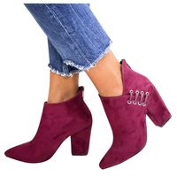 Dainzuy Women's Block Heel Ankle Boots Pointed Toe Winter Ankle Bootie Comfortable Chunky Heel Western Shoes Wine