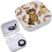 Portable Contact Lens Case Box Travel Kit Mirror + Bottle + Tweezers Container Holder [ Kitten Long Tabby ]
