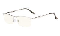 Eyekepper Computer Glasses - Blue Light Filter Eyeglasses - UV420 Protection Metal Half-Rim Women Men- Silver