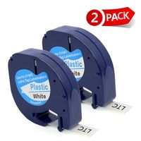 MARKLIFE Replace DYMO LetraTag Label Tape Refills Plastic Label Maker Cassette Black on White 1/2'' W x 13' L 2 Pack