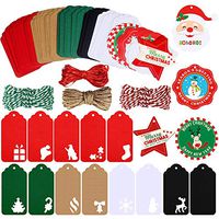Winlyn 170 Pcs Christmas Gift Wrap Tags Holiday Hang Tags Paper Cuts Hollow Christmas Tree Santa Snowflake Design Party Favor Tags with Twines for Arts Crafts Wedding Christmas Festival