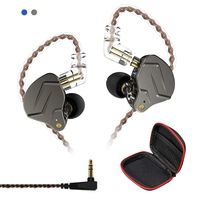 Andiker KZ ZSN-C Pro Quad Driver Earphones DD+BA High Resolution Hybrid Driver Electronic Crossover Headset, Detachable Cable Heavy Bass Earbuds Profeesional Earphones with Storage Box(no mic, Grey)