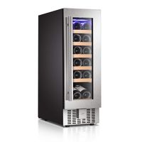 Antarctic Star Wine Cooler Beverage Refrigerator Fridge 18 Bottles 12" Single Zone Built-in Freestanding with Stainless Steel & Triple-Layer Tempered Digital Temperature Memory Function Wood Shelves