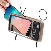 Omio Retro TV Wireless Bluetooth Speaker Vintage Portable Radio Speaker with Phone Holder Stand BT AUX FM Function 3D Stereo Sound Quality TF Card Slot Speaker Compatible with Devices Within 5.0 inch