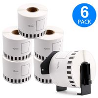 6 Rolls DK-2205 Compatible Brother QL Continuous Labels 2-3/7" x 100' (62mm x 30.4m) with 1 Refillable Cartridge for QL-500 QL-700 QL-720NW Printer
