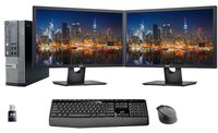 Dell Optiplex 7010 PC, 2 x 24 FHD Dell Monitors, Wireless Keyboard and Mouse, WiFi, i5, 8GB Memory, 480GB SSD Storage, Windows 10 (Renewed)
