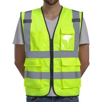 Dib Safety Vest Reflective High Visibility, ANSI Class 2 Vest with Pockets and Zipper, Construction Work Vest Hi Vis Yellow L