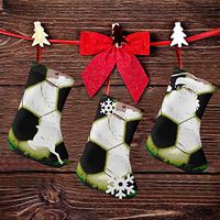 Christmas Tree and Fireplace Decoration Abstract Grunge Soccer Ball Stylish for Funny Xmas Party