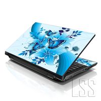 LSS 15 15.6 inch Laptop Notebook Skin Sticker Cover Art Decal Fits 13.3" 14" 15.6" 16" HP Dell Lenovo Apple Asus Acer Compaq (Free 2 Wrist Pad Included) Sparkaling Blue Butterfly