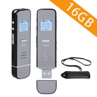 Digital Voice Recorder,ZHKUVE 16GB Voice Activated Recorder,Portable Audio Sound Recorder with MP3 Player Dual Microphones,Playback,Speaker,Rechargeable Tape Recorder for Lectures Meetings Interviews