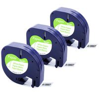 3-Pack Replacement for DYMO Letratag Refill 91330 Black on White Paper Label Tape Compatible DYMO LetraTag Label Makers LT-100H(Plus) LT-100T(Plus) QX50, 1/2'' W x 13' L (12mm x 4m) Paper Refills