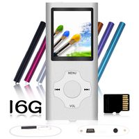 Tomameri - Portable MP3 / MP4 Player with Rhombic Button, Including a 16 GB Micro SD Card and Support Up to 64GB, Compact Music, Video Player, Photo Viewer Supported - White-and-Silver