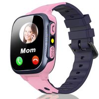 MiKin Kids Smart Watch Phone GPS Tracker for Boys Girls Age 3-12 Smartwatch with 2 Way Call SOS Alarm Voice Chat Camera LED Flashlight 1.44" Touch Screen Math Games Watch Birthday Gift (2. Pink)