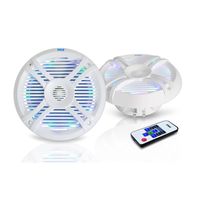 6.5" Dual Waterproof Marine Speakers - 250W Outdoor Car/Boat Radio Stereo Speakers Waterproof/Weather Proof Marine Stereo Speakers System Pair- LED Light Mount Kit Speaker Wire Grill - Pyle PLMRX68LEW