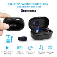 Wireless Earbuds, Mini Bluetooth Noise Cancelling Earbuds Headphones 5.0 True Wireless 16H Playtime Earphones with Mic and Charging Case - Black