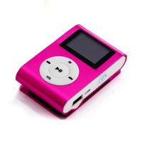 MP3 Player,Lisingtool Mini USB Clip LCD Screen Support 32GB Micro SD TF Card MP3 Player-Hot Pink