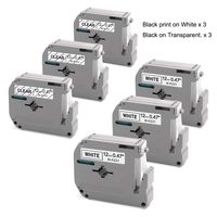 M Tape Compatible Brother P-Touch M Series Tape  MK131 MK231, 12mm 0.47inch, Black on Clear/White, Compatible with Brother Label Makers PT-M95 PT-90 PT-70BM PT-65 PT-85 and More, 6-Pack